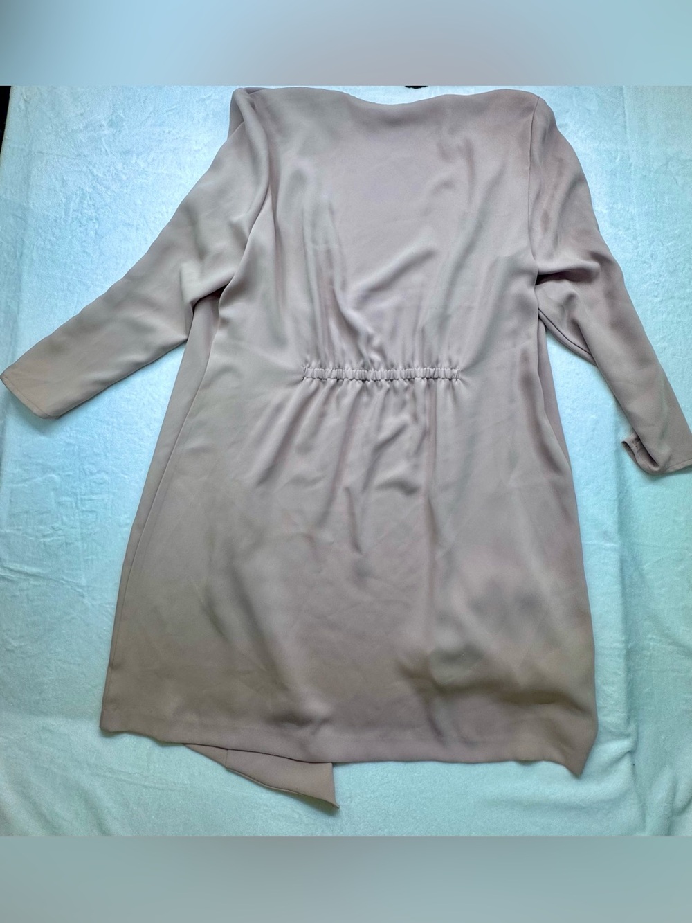 Nine West Soft Crepe Duster Jacket Blush Pink Open Front Drape Trench Size XL - Picture 12 of 12